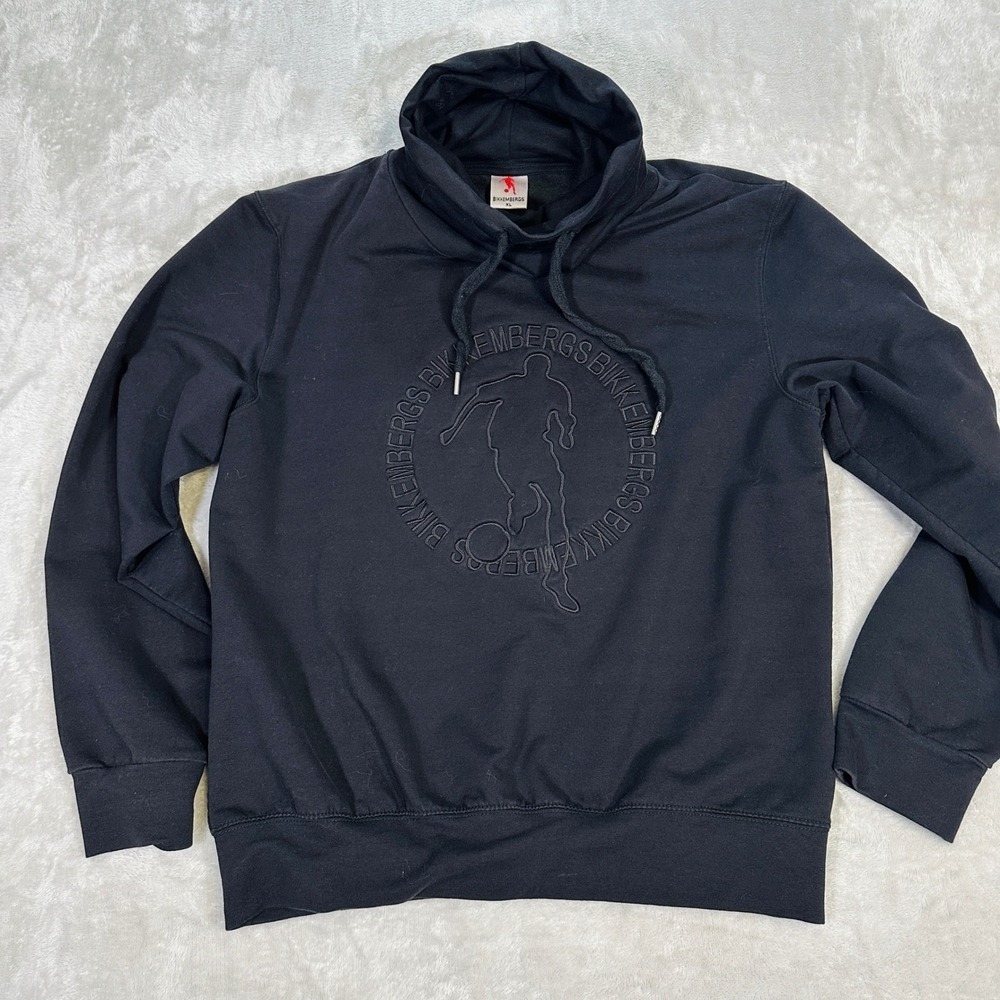 Bikkembergs Sweatshirt Mens XL Black Cowl Neck Embossed Logo Pullover